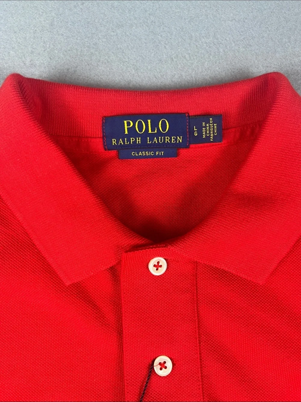 Ralph Lauren Red Short-Sleeve Polo with Blue Pony classic Fit Size: Large